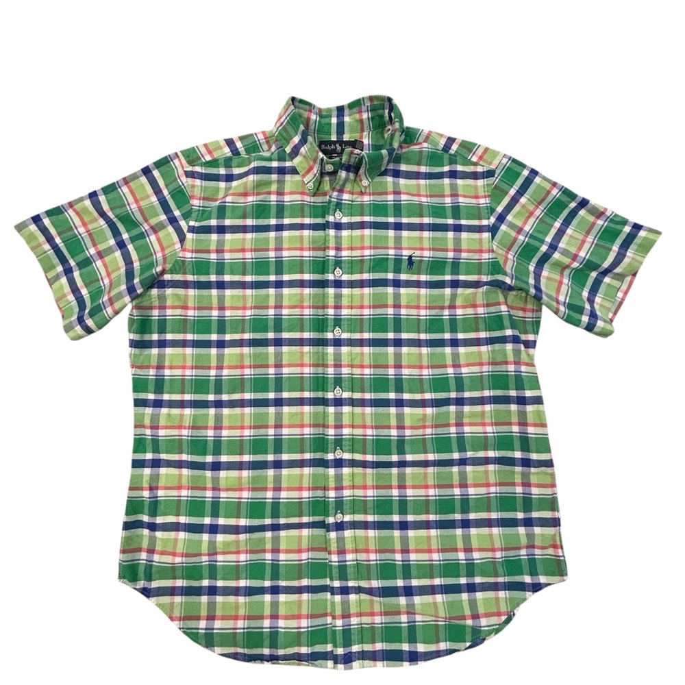 Ralph Lauren Green Multicolor‎ Plaid Men's Shirt Classic Fit Large with Pony